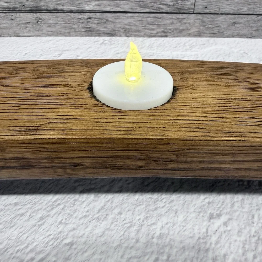 Whiskey Oak Barrel Stave Candle Holder Tea Light Rustic Farmhouse Table‎ Decor